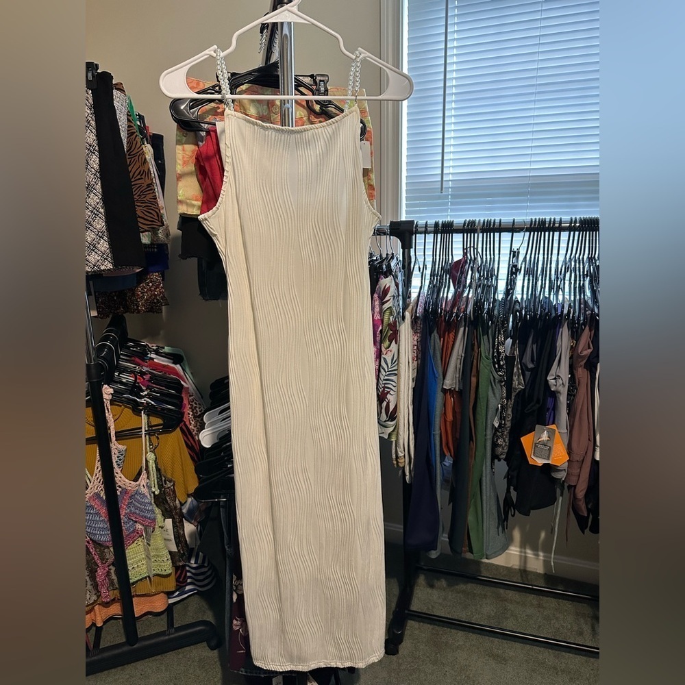 RIHOAS Cream Textured Maxi Dress